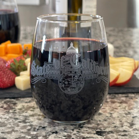 State of California 15 oz Stemless Wine Glass